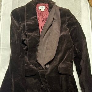 LOFT Velvet Blazer Jacket Brown Holiday Career Chic Size 6 Petite